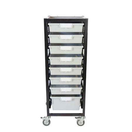 STORSYSTEM Commercial Grade Mobile Bin Storage Cart with 8 Gray High Impact Polystyrene Bins/Trays CE2097DG-7S1DLG